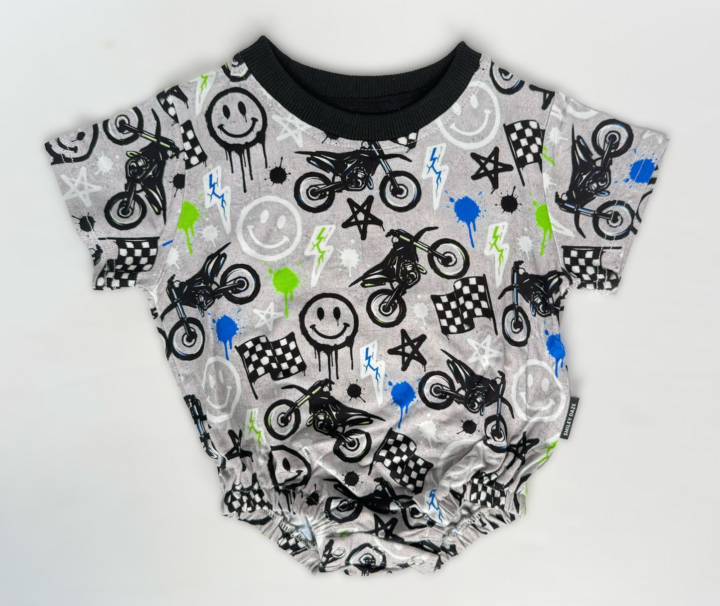 MOTO SMILES BAMBOO BUBBLE ROMPER - GREY